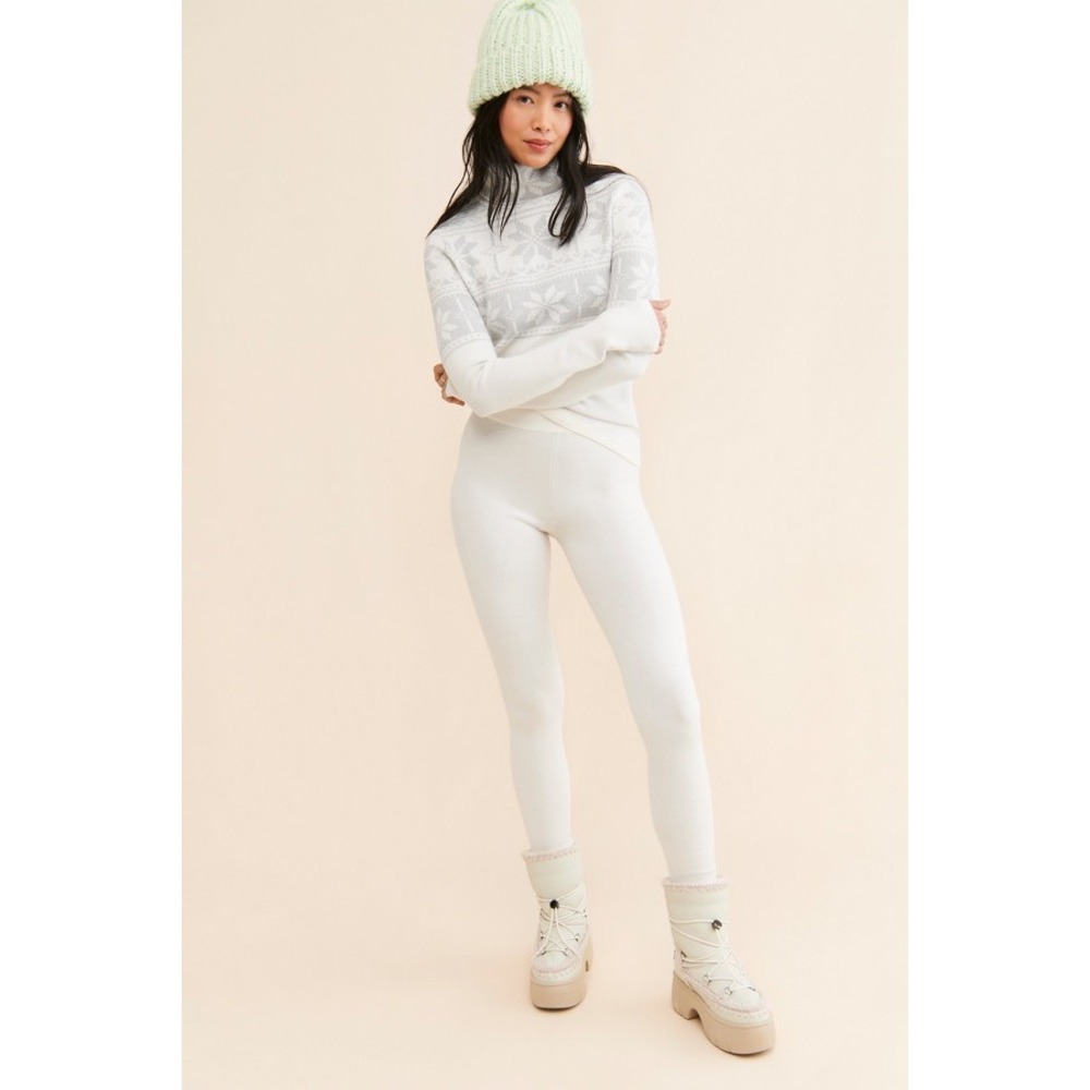 Show Me Your Mumu Fuzzy White Knit High Waisted Leggings XS